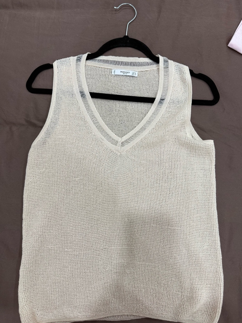 Mango Basics Open Weave Crewneck Sweater - Cream